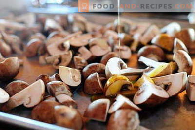 Печурки печени во рерната - најдобрите рецепти. Како правилно и вкусно готви печурки во рерната.