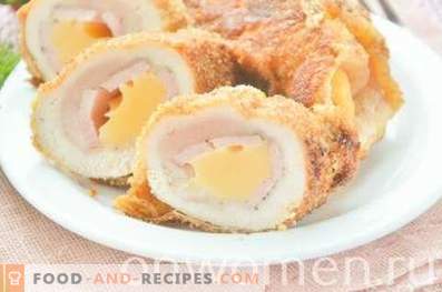 Пилешки ролни со шунка и сирење во тава