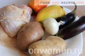 Пилешко со модри патлиџани и компири