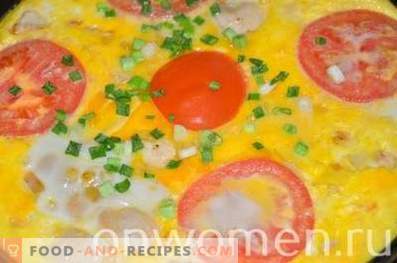 Омлет со пилешко и домати во рерната