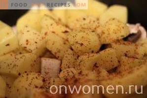 Пилешки црн дроб со компири и печурки во бавен шпорет
