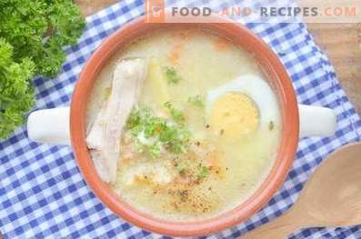 Супа со просо и јајце во пилешка супа