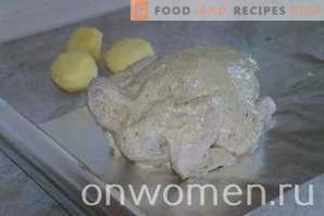 Пилешко печено во фолија во рерната целосно