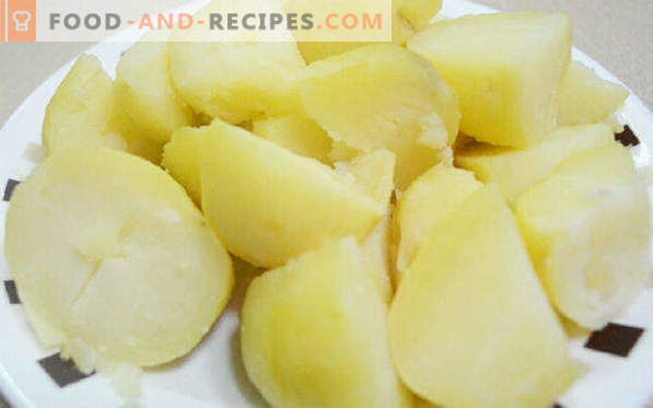 Како да се готви компири во микробранова печка со сирење, месо, сланина, картофи, варени