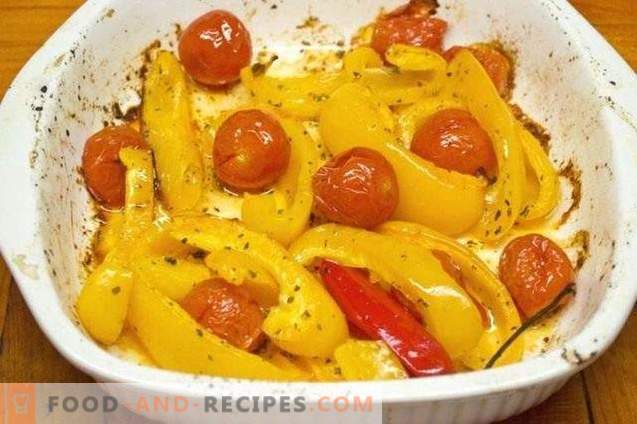 Жолто бибер Конфи со црешни домати